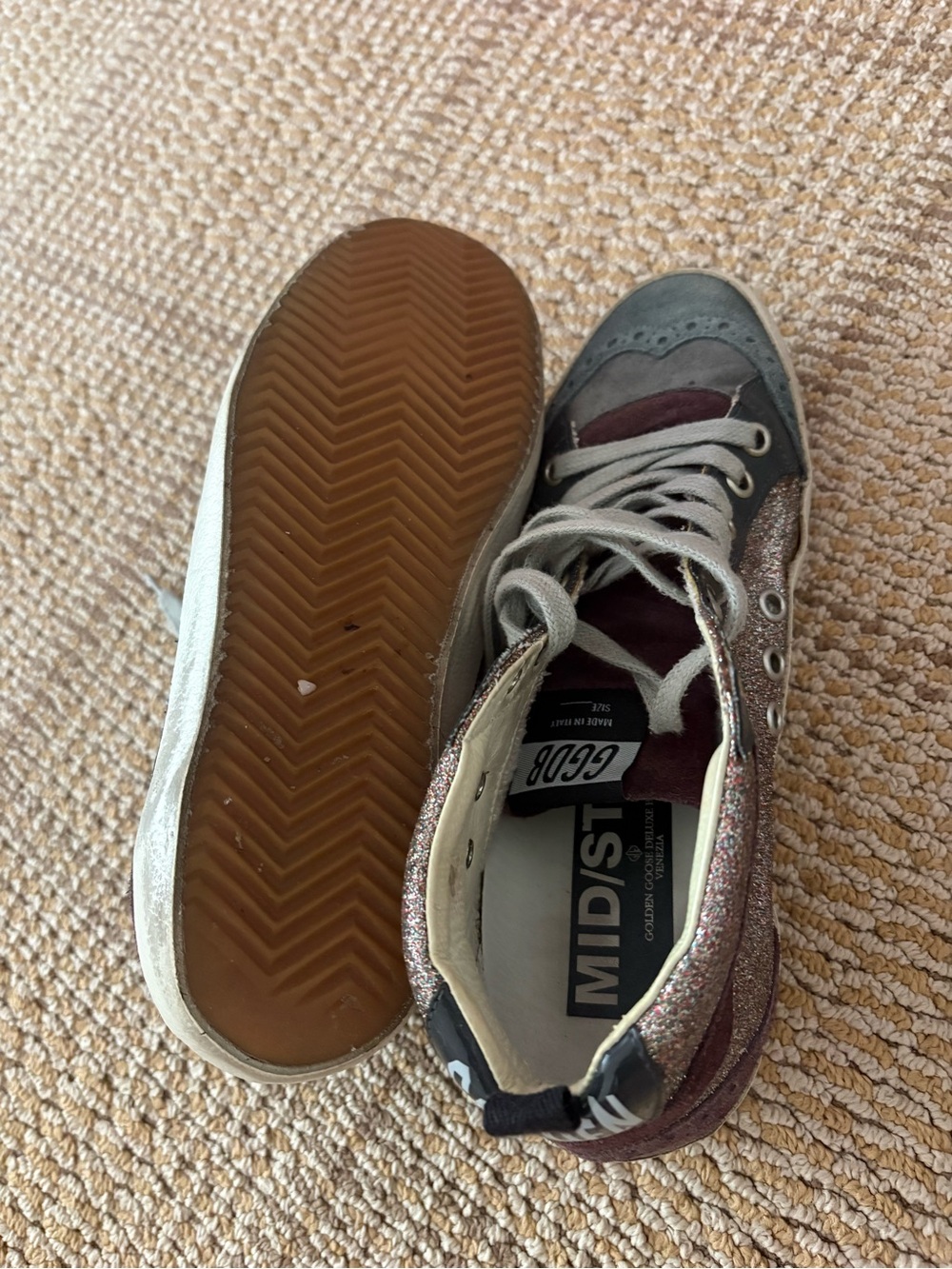 Golden goose Glitter High-Top Sneakers - Gray, Pink & Burgundy - Picture 4 of 4
